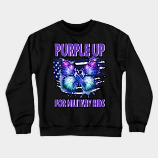 Purple Up For Military Kids Military Child Month USA Flag Crewneck Sweatshirt